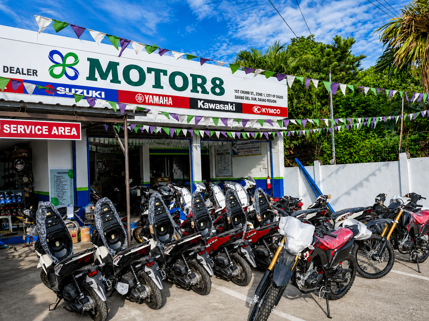 Motor 8 branch with motorcycles